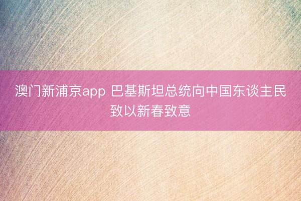 澳门新浦京app 巴基斯坦总统向中国东谈主民致以新春致意
