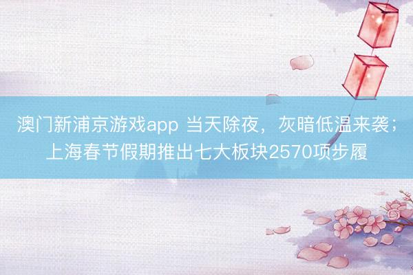 澳门新浦京游戏app 当天除夜,灰暗低温来袭;上海春节假期推出七大板块2570项步履