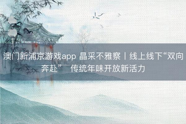 澳门新浦京游戏app 晶采不雅察丨线上线下“双向奔赴”   传统年味开放新活力