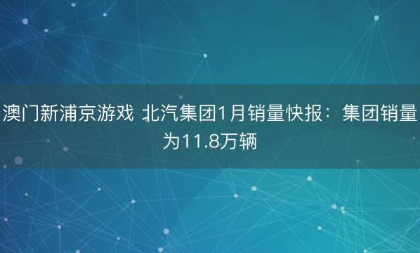 澳门新浦京游戏 北汽集团1月销量快报:集团销量为11.8万辆