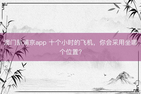 澳门新浦京app 十个小时的飞机，你会采用坐哪个位置?