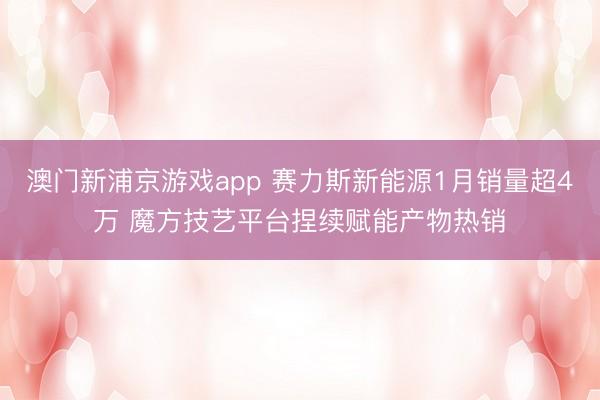 澳门新浦京游戏app 赛力斯新能源1月销量超4万 魔方技艺平台捏续赋能产物热销