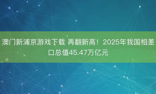 澳门新浦京游戏下载 再翻新高！2025年我国相差口总值45.47万亿元