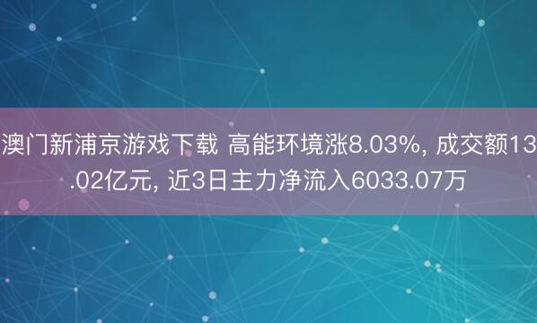 澳门新浦京游戏下载 高能环境涨8.03%, 成交额13.02亿元, 近3日主力净流入6033.07万