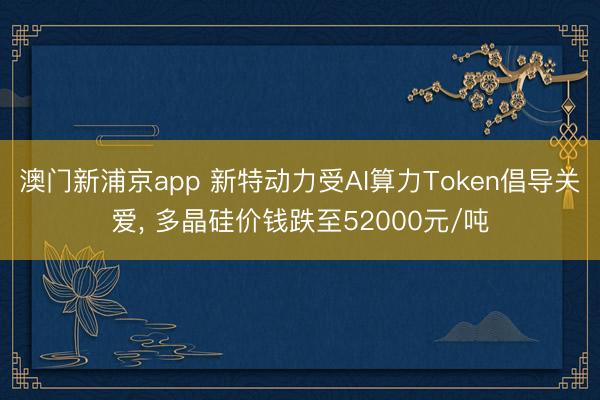 澳门新浦京app 新特动力受AI算力Token倡导关爱, 多晶硅价钱跌至52000元/吨