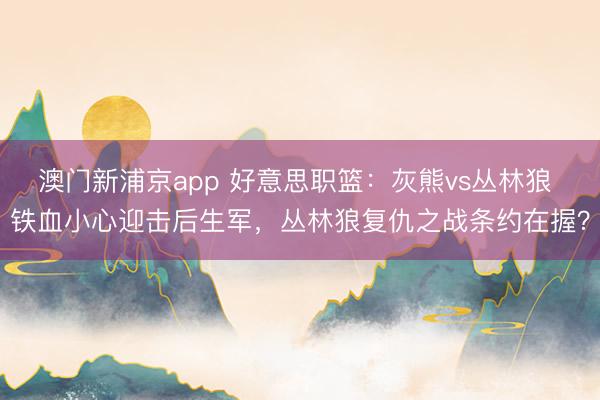 澳门新浦京app 好意思职篮：灰熊vs丛林狼 铁血小心迎击后生军，丛林狼复仇之战条约在握？