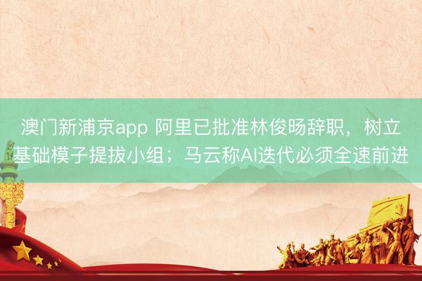 澳门新浦京app 阿里已批准林俊旸辞职，树立基础模子提拔小组；马云称AI迭代必须全速前进