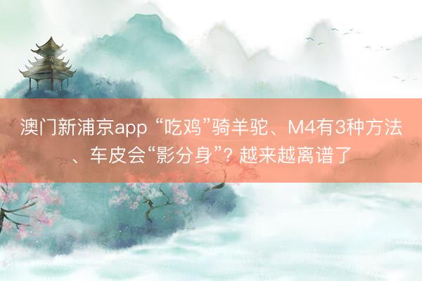 澳门新浦京app “吃鸡”骑羊驼、M4有3种方法、车皮会“影分身”? 越来越离谱了